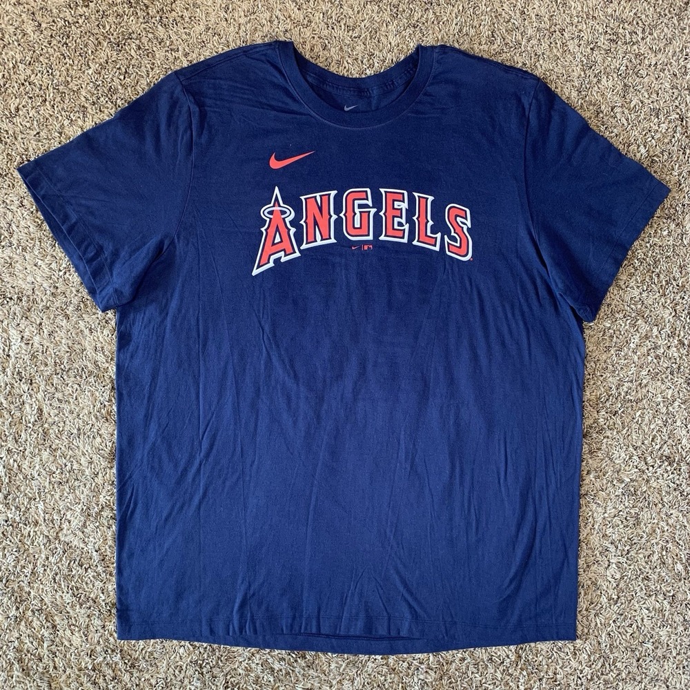 Nike Mike Trout Los Angeles Angels Shirt Mens XXL Blue MLB Baseball Logo Tee